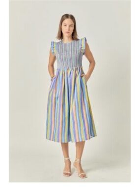 English Factory Multicolor Striped Midi Dress